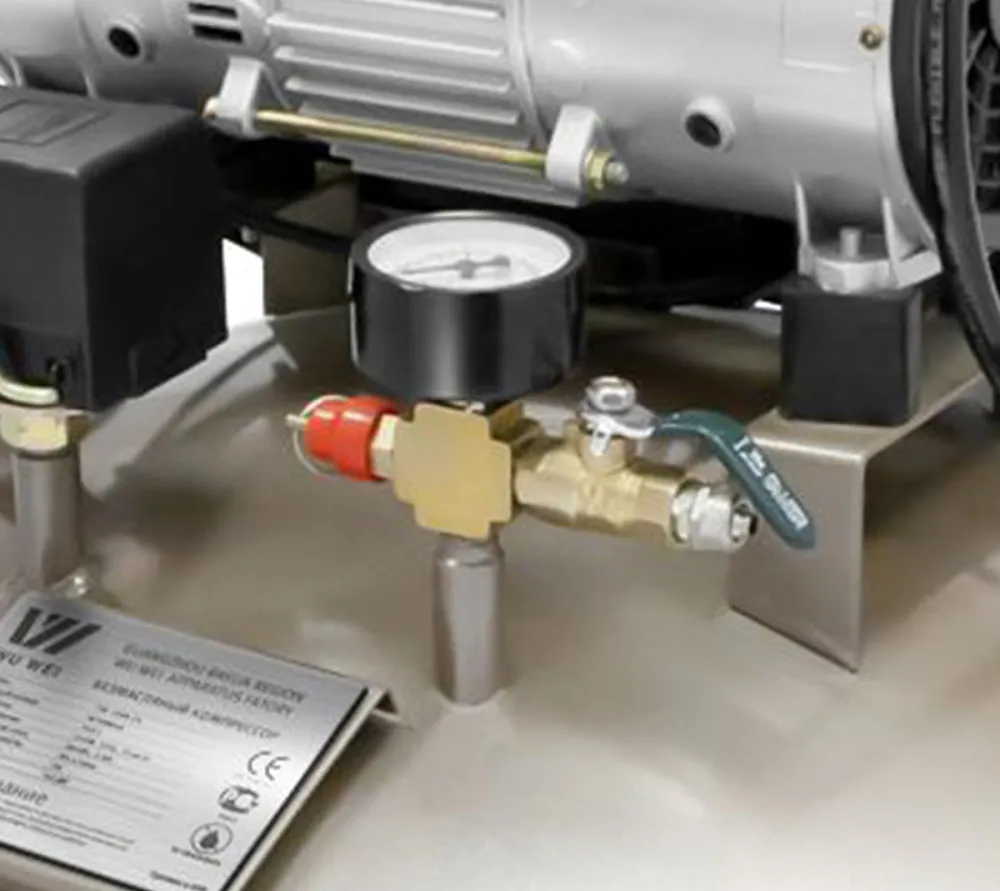 wuerwei w-602b безмасляный компрессор для одной стоматологической установки в шумоизоляционном кожухом, с ресивером 35 л (100 л/мин)  2