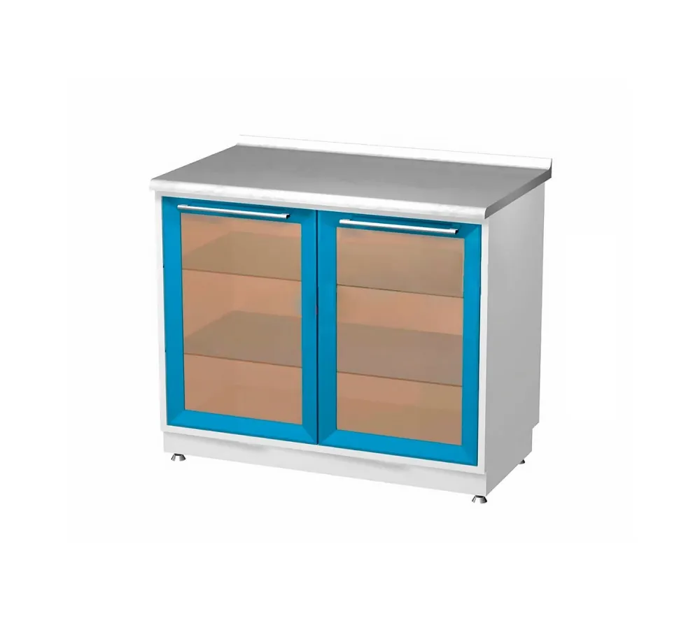 arkodor ar-28c тумба металлическая, с двумя застеклёнными дверями, двумя полками и бактерицидной лампой philips