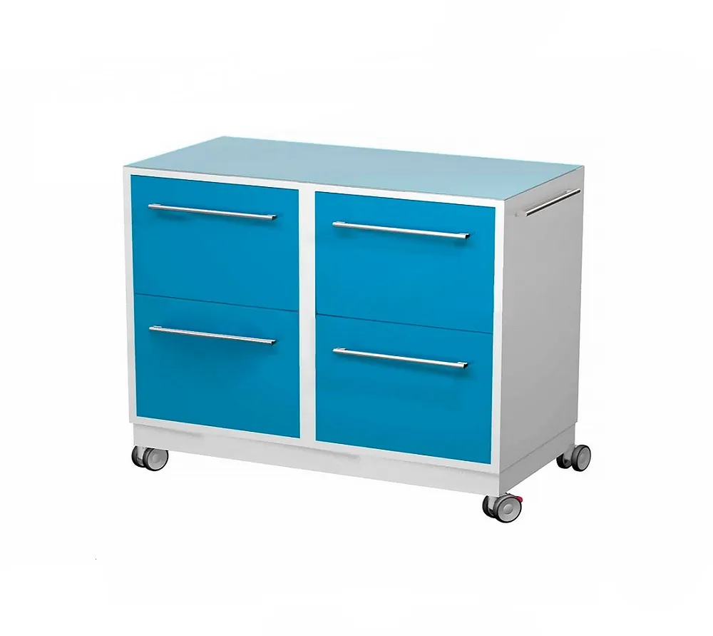 arkodor ar-44 тумба медицинская передвижная, металлическая, с четырьмя ящиками, сверху стекло