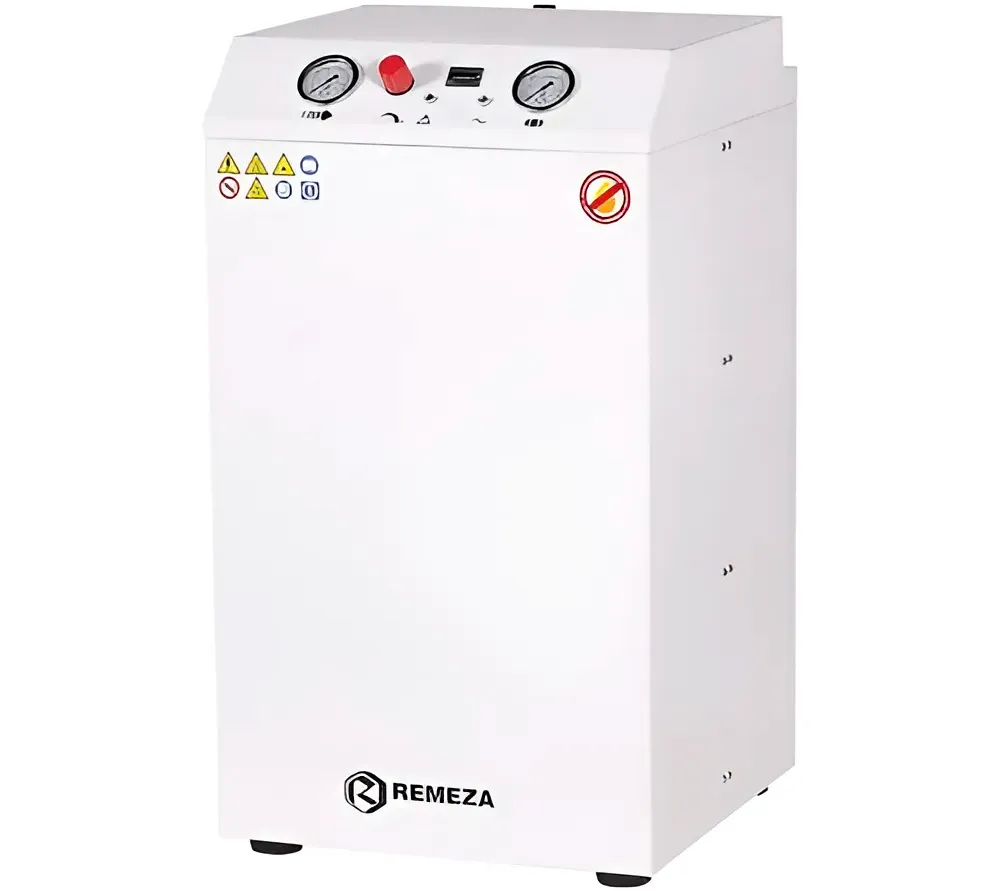 remeza km-24.old15км безмасляный компрессор для одной стоматологической установки, с осушителем мембранного типа, с кожухом, с ресивером 24 л, 110 л/мин