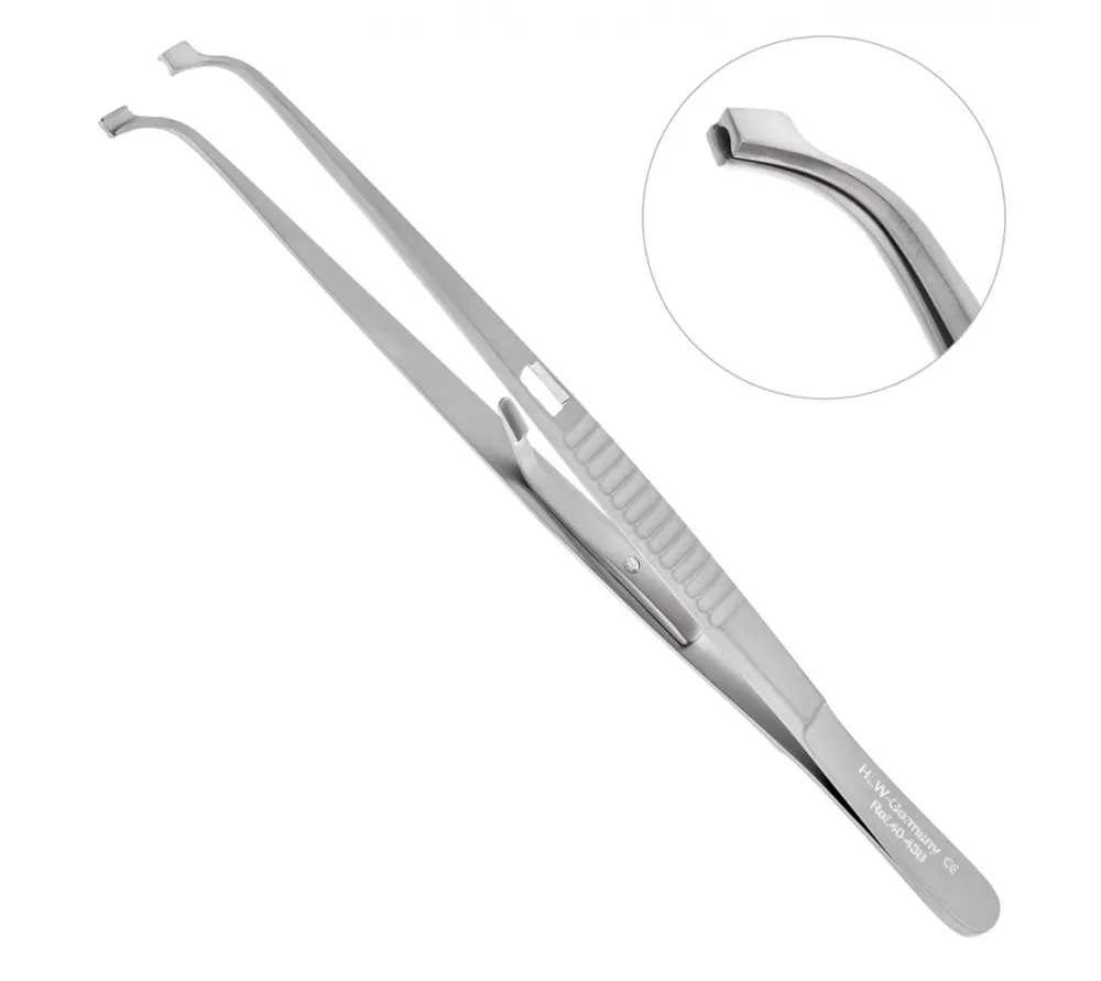 hlw пинцет для имплантации, титановый, с зажимом, 160 мм