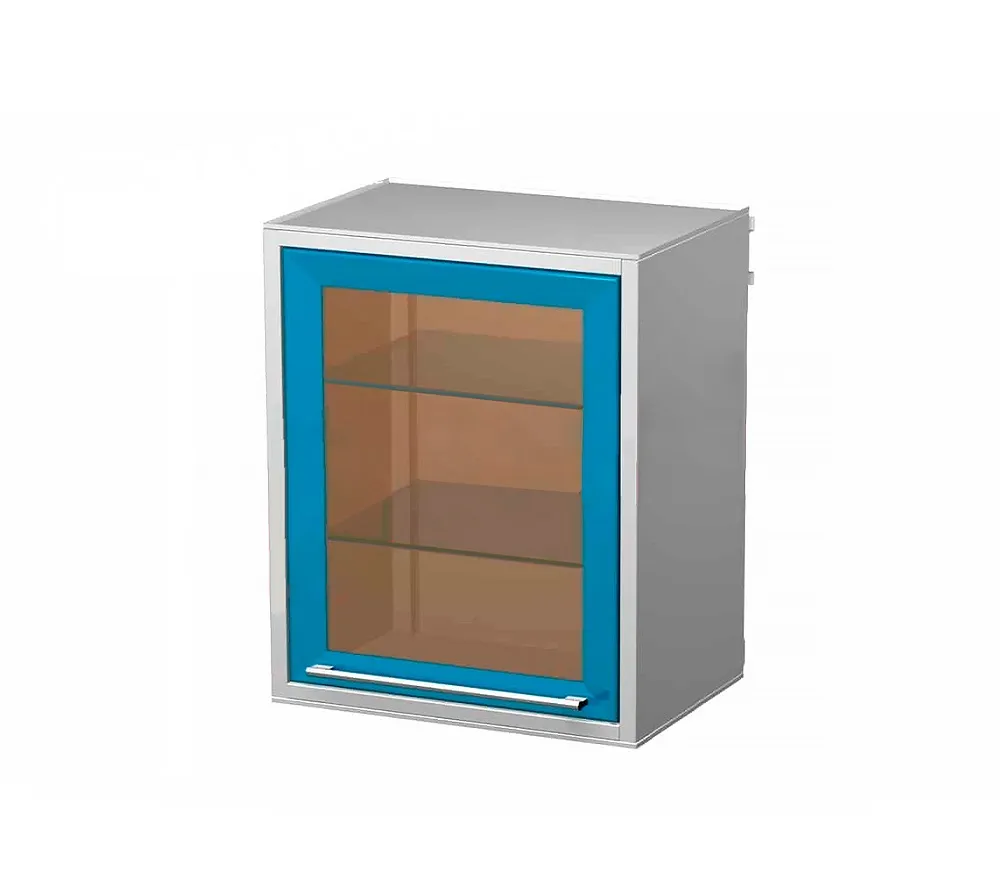 arkodor ar-59c металлическая тумба навесная с распашной застекленной дверью, двумя стеклянными полками, бактерицидной лампой philips