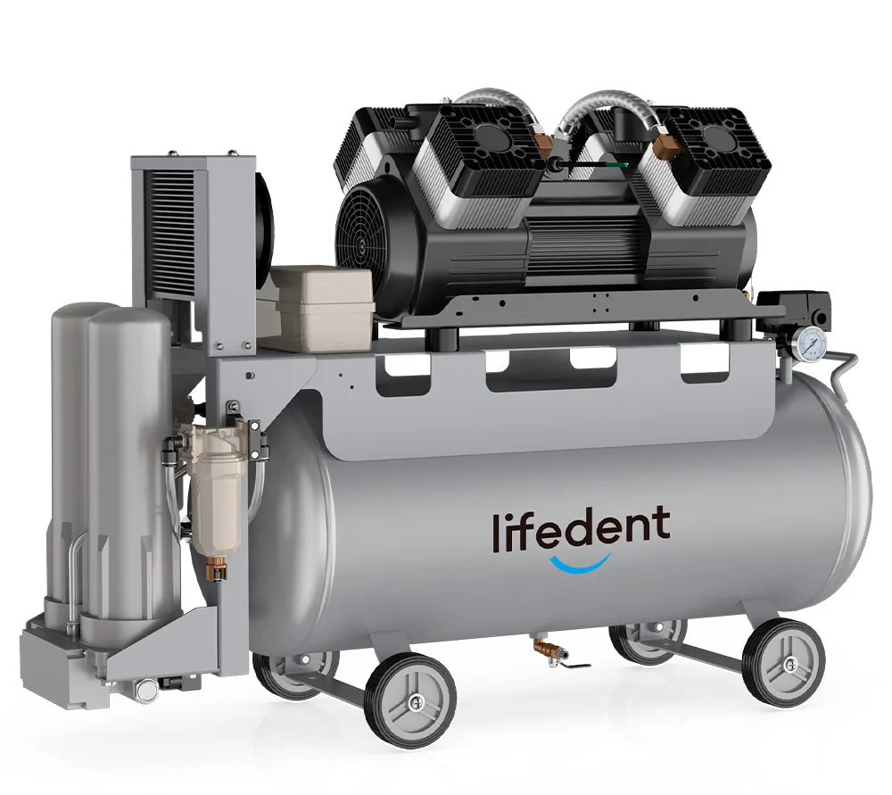 lifedent ss300 безмасляный компрессор для 7-8 установок, с осушителем, с ресивером 100 л, 335 л/мин, трехфазный