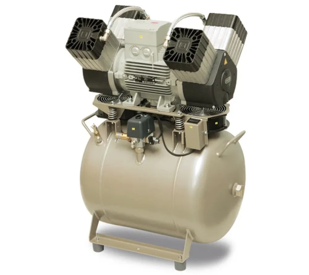 ekom dk50 4vr/50 безмасляный компрессор для 4-x стоматологических установок, без кожуха, без осушителя, с ресивером 50 л, 270 л/мин