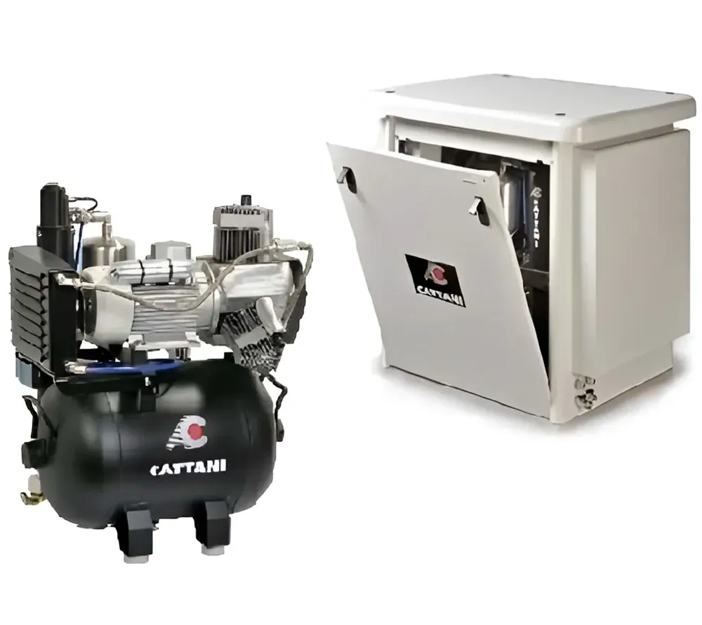 cattani безмасляный компрессор для одной стоматологической установки, с осушителем, с кожухом, с ресивером 30 л, 68 л/мин  2