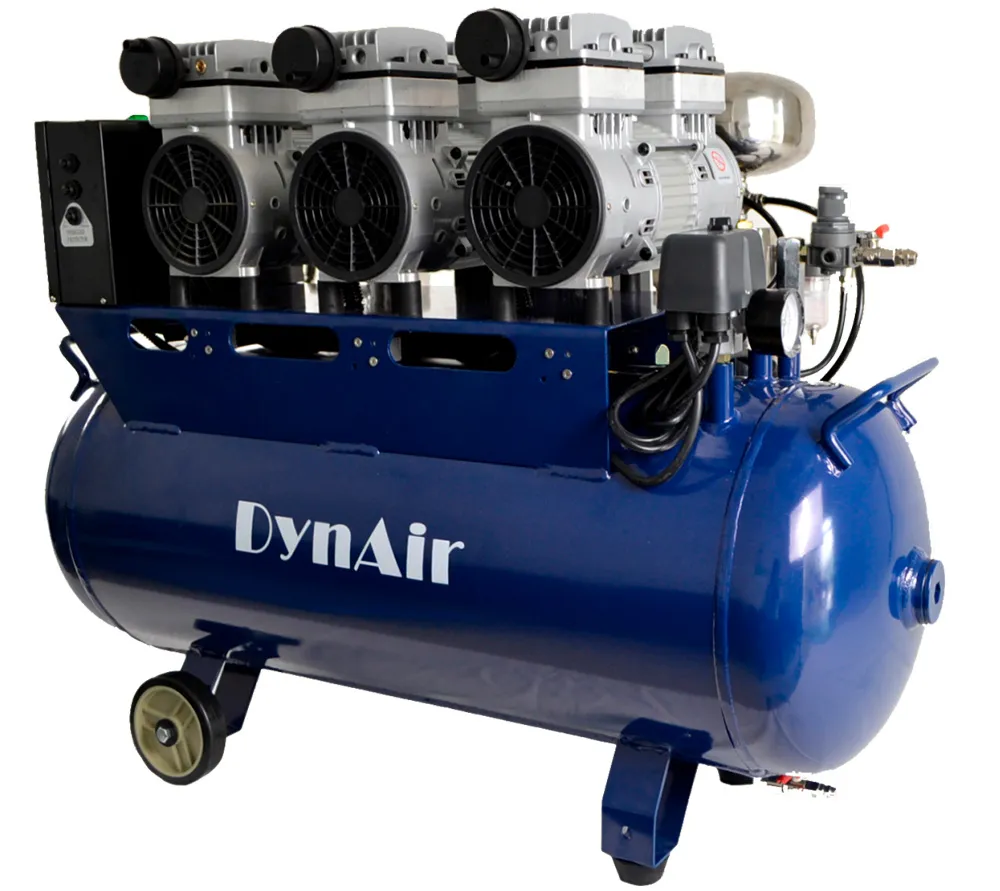 dynamic da7003d безмасляный компрессор для 4-х установок, 3-фазный, ресивер 70 л, 234 л/мин