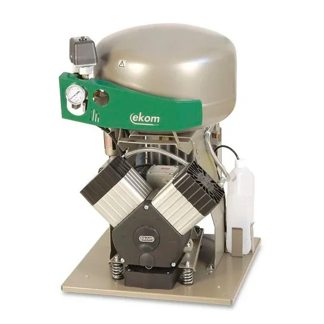 ekom dk50 2vs/m безмасляный компрессор для 2-x стоматологических установок с кожухом, с осушителем, 87 л/мин  2