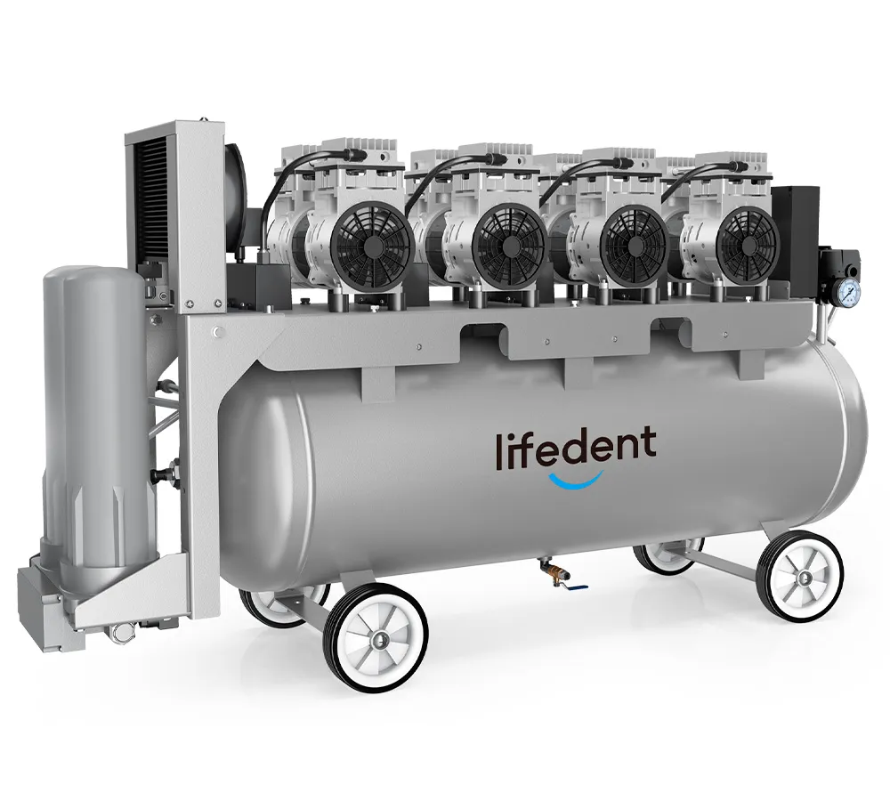 lifedent sp300 безмасляный компрессор для 7-8 установок, с осушителем, с ресивером 120 л, 320 л/мин