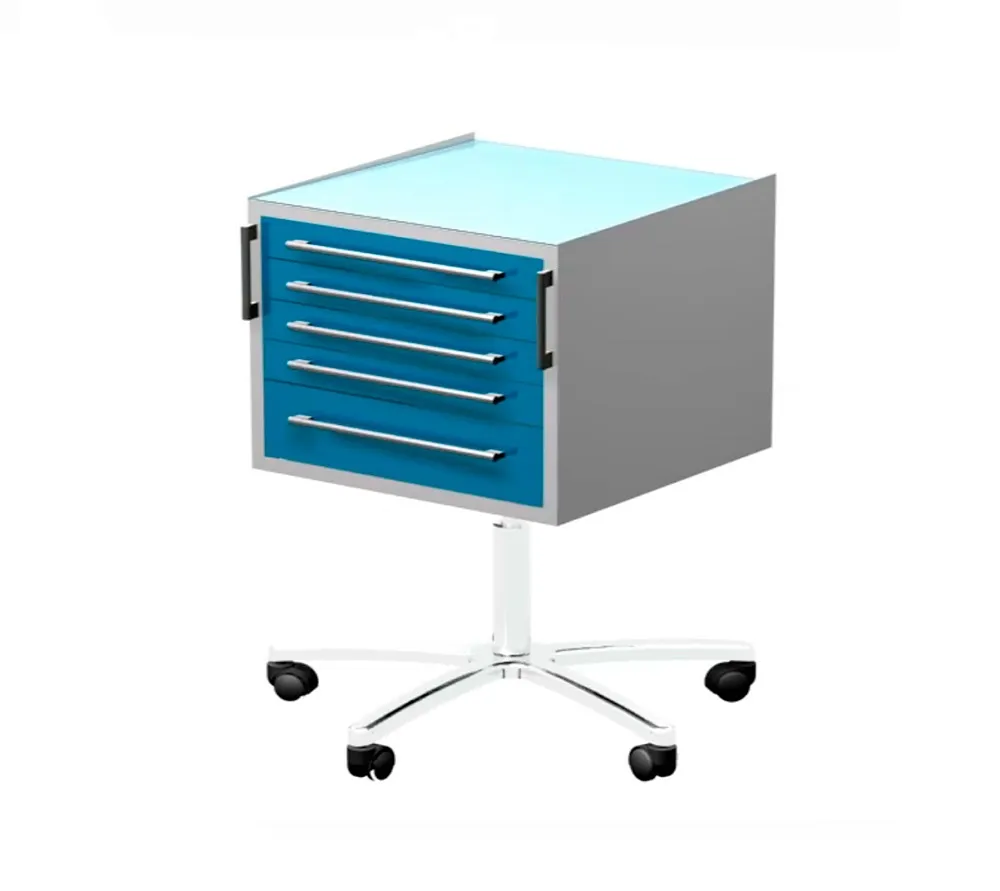 arkodor ar-35.3 передвижной столик с пятью выдвижными ящиками, сверху стекло с возможностью регулировки высоты