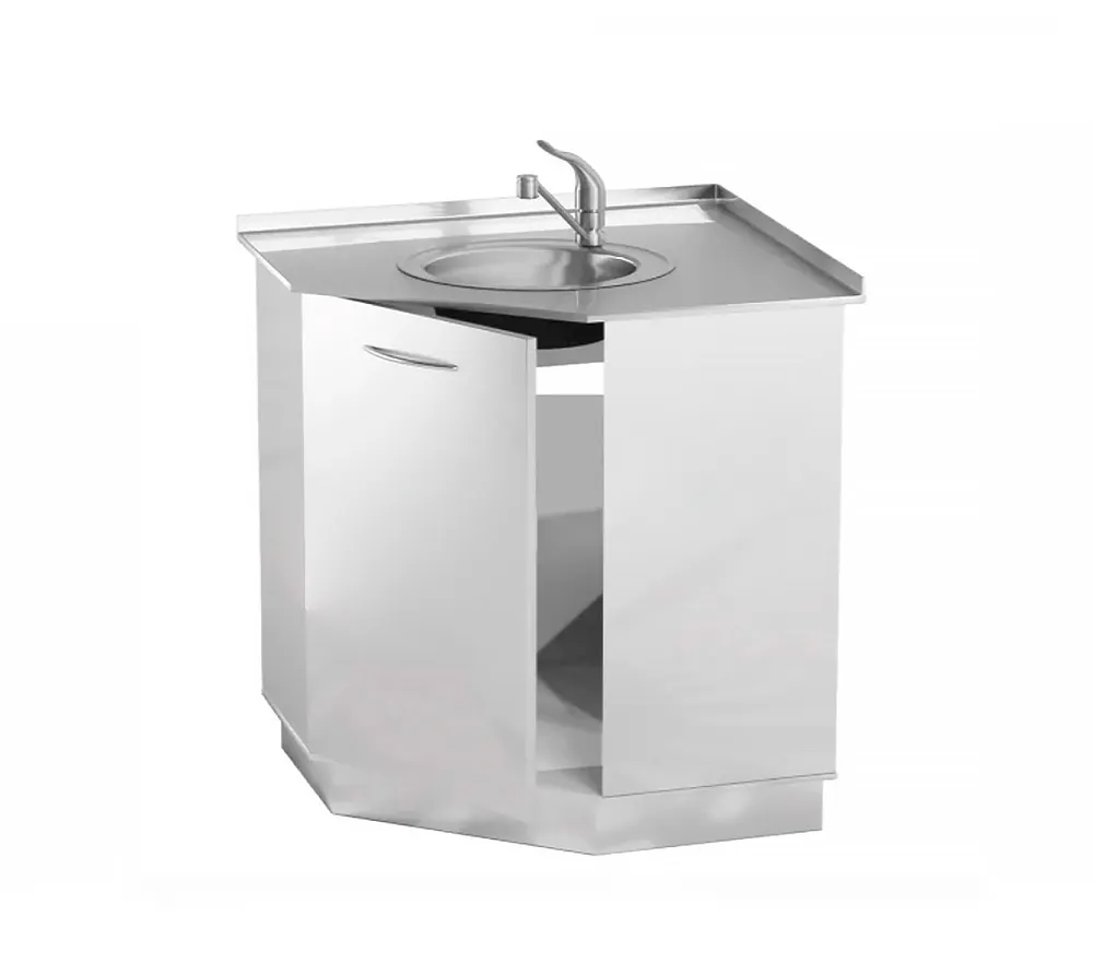 arkodor ar-t04y металлическая настенная тумба угловая с распашной металлической дверью, мойкой и смесителем