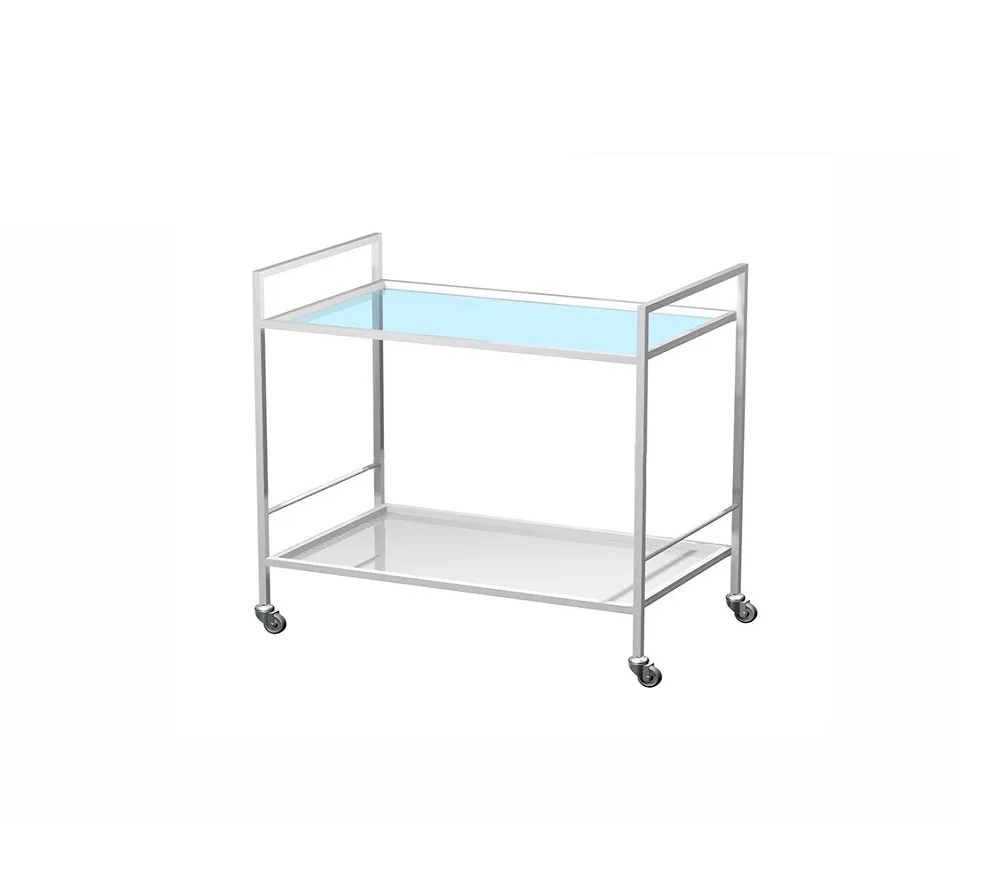 arkodor ar-h33 столик инструментальный тележка, верхняя полка стеклянная, нижняя из нержавеющей стали