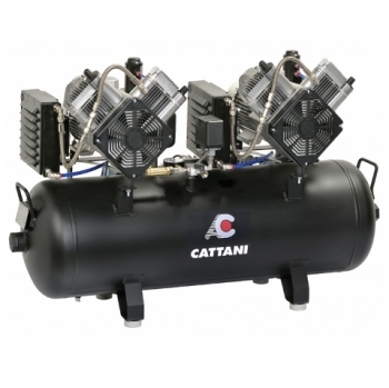 cattani безмасляный компрессор на 6 установок, без осушителя, с двумя трехфазными моторами, 100 л, 3