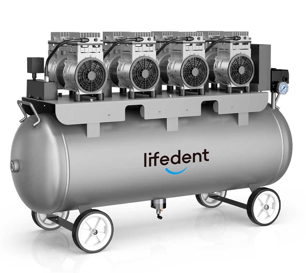 Lifedent SA300 безмасляный компрессор для 6-7 установок,  без осушителя, с ресивером 120 л, 320 л/мин