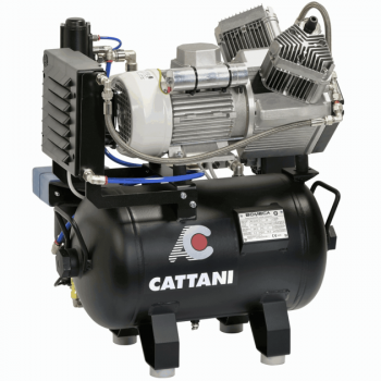 cattani 30-160 - безмасляный компрессор для двух стоматологических установок, без кожуха, c осушителем, с ресивером 30 л (160 л/мин)
